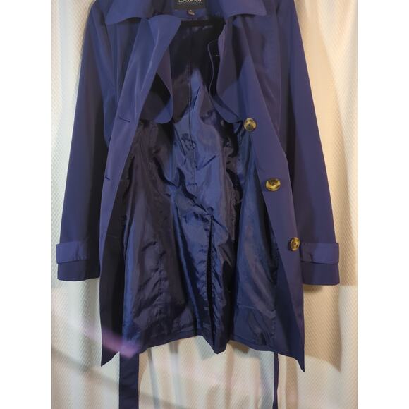 London Fog Women's Purple Raincoat Size Medium Button up/Belted85 - Picture 5 of 9